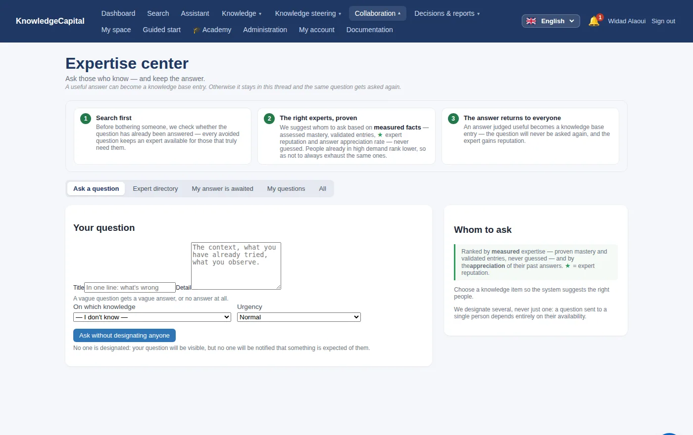 The expertise centre: who to ask, on which subject, without going through three people first.