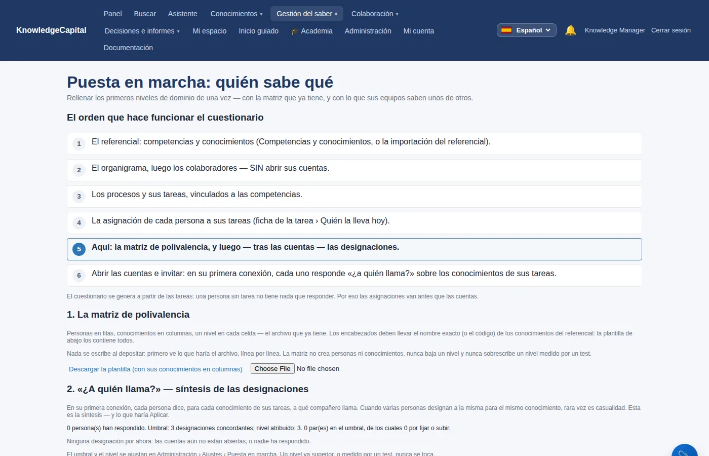 «Puesta en marcha: quién sabe qué»: la matriz de polivalencia y la síntesis de las designaciones.
