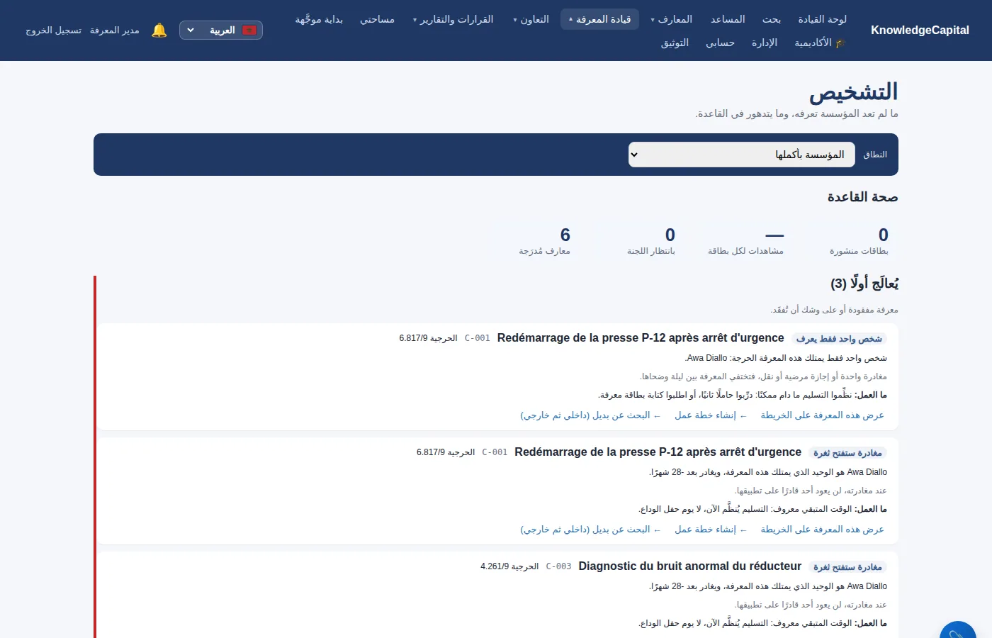 التشخيص: صحة القاعدة وثغرات المعرفة.