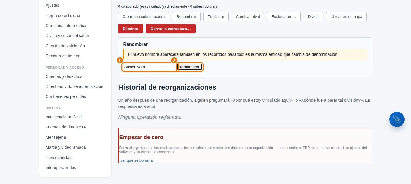 El panel «Renombrar»: el nuevo nombre y, después, el botón del panel.