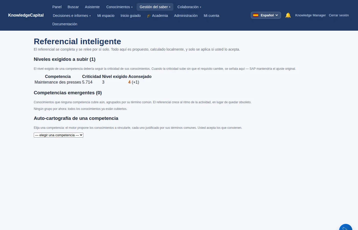 El referencial inteligente: niveles exigidos que hay que subir, competencias emergentes, auto-cartografía.