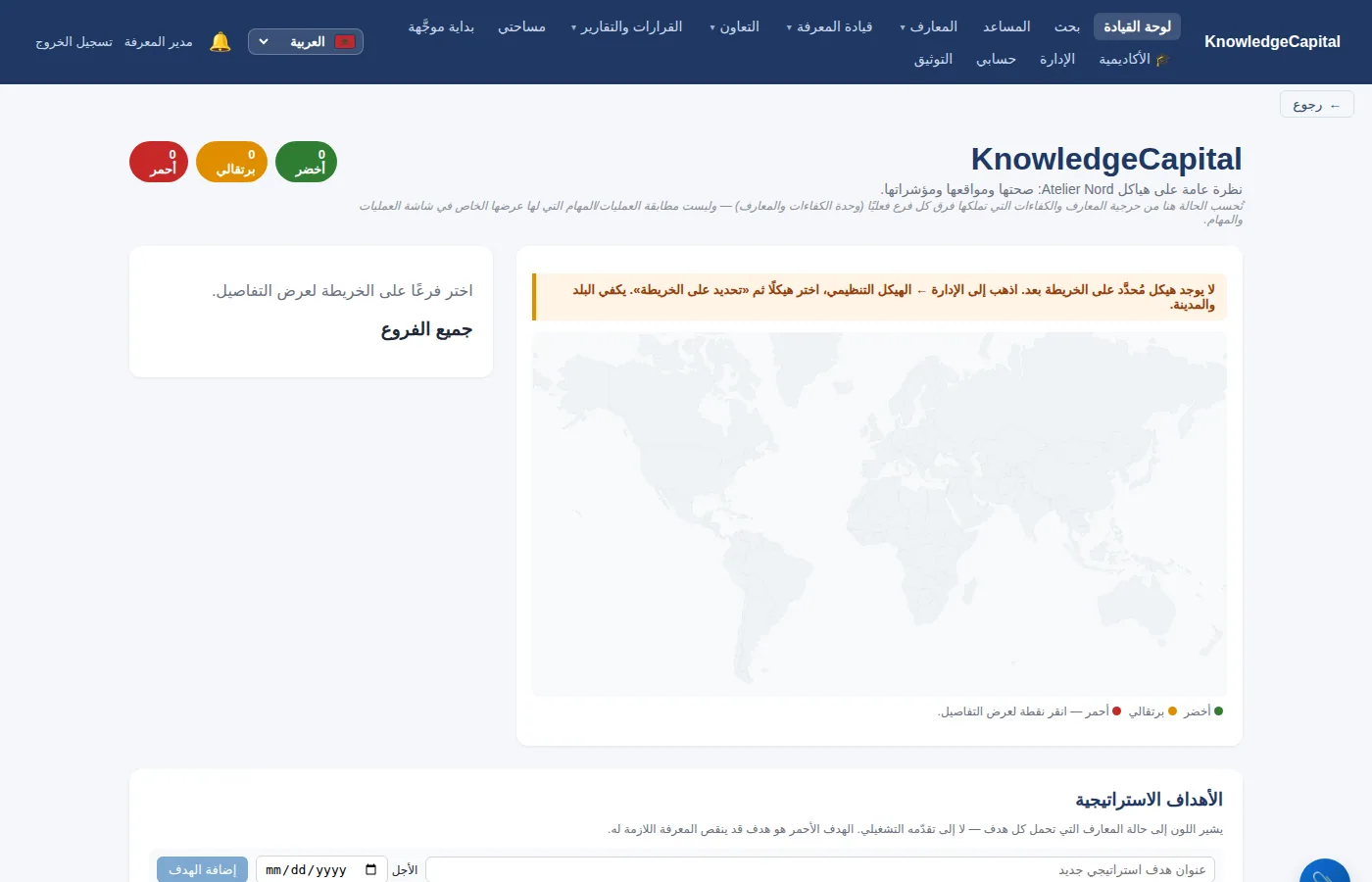 لوحة القيادة في مساحة وُلدت للتو.